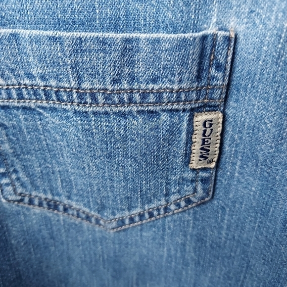 Vintage Guess women's denim sleeveless dress size 3 front pockets - Picture 6 of 16